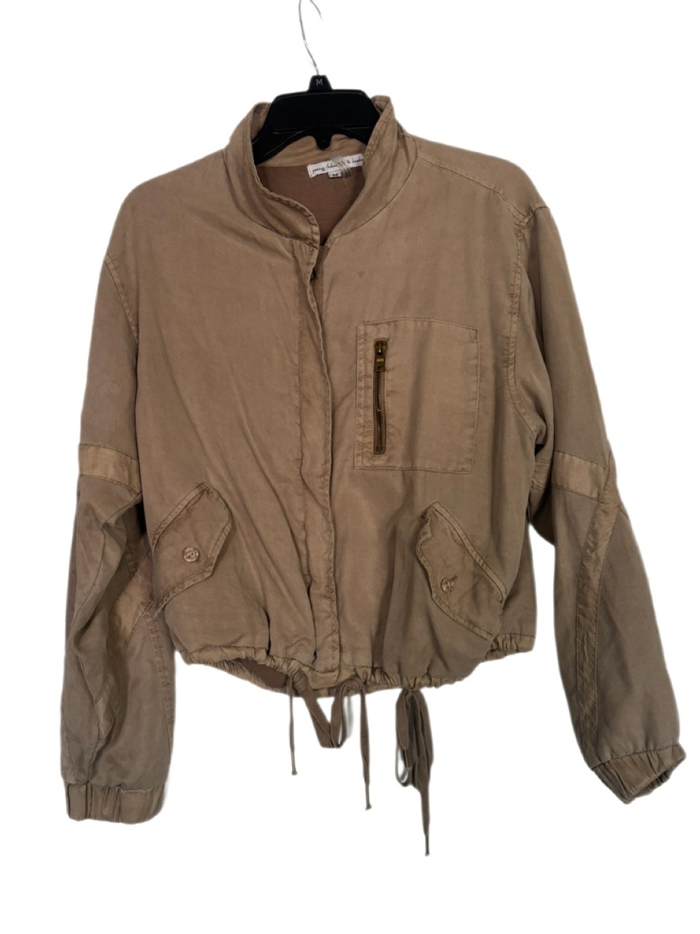 Young Fabulous & Broke "Clara" Utility Bomber Jacket Tan/Khaki Size Medium